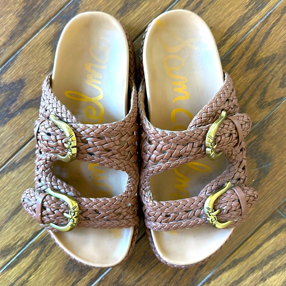 Sam Edelman ‘Reid’ buckle slide sandal in cognac. Size 5.5. GUC $30